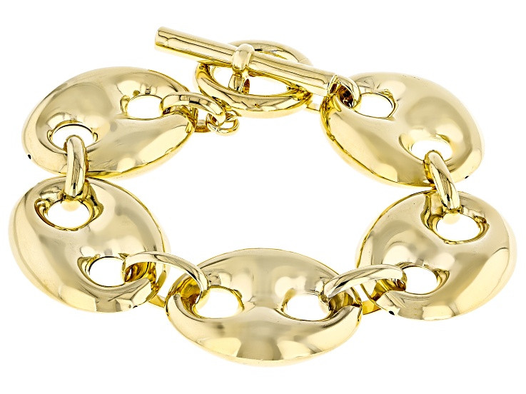 18k Yellow Gold Over Bronze Mariner Link Bracelet - MA1098 | JTV Jewelry