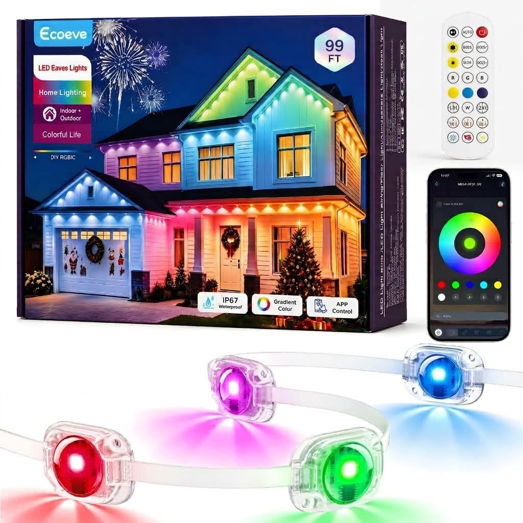 Permanent Outdoor Lights for House, 99ft RGB+IC Christmas LED Light | Amazon (US)