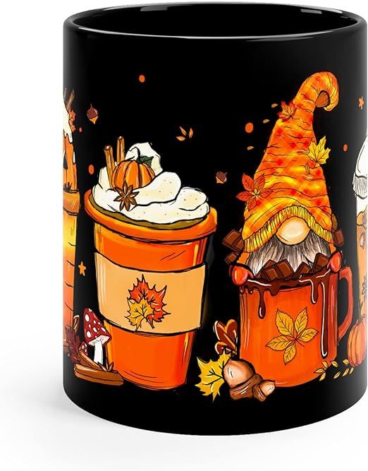 Mazevoo Halloween Mugs | Cute Gnome Fall Autumn Cup for Women | Aesthetic Black Ceramic Coffee cu... | Amazon (US)