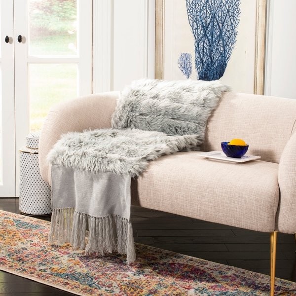 Safavieh Faux Fur Alexi Bed Runner- Grey - 20" x 80" | Bed Bath & Beyond