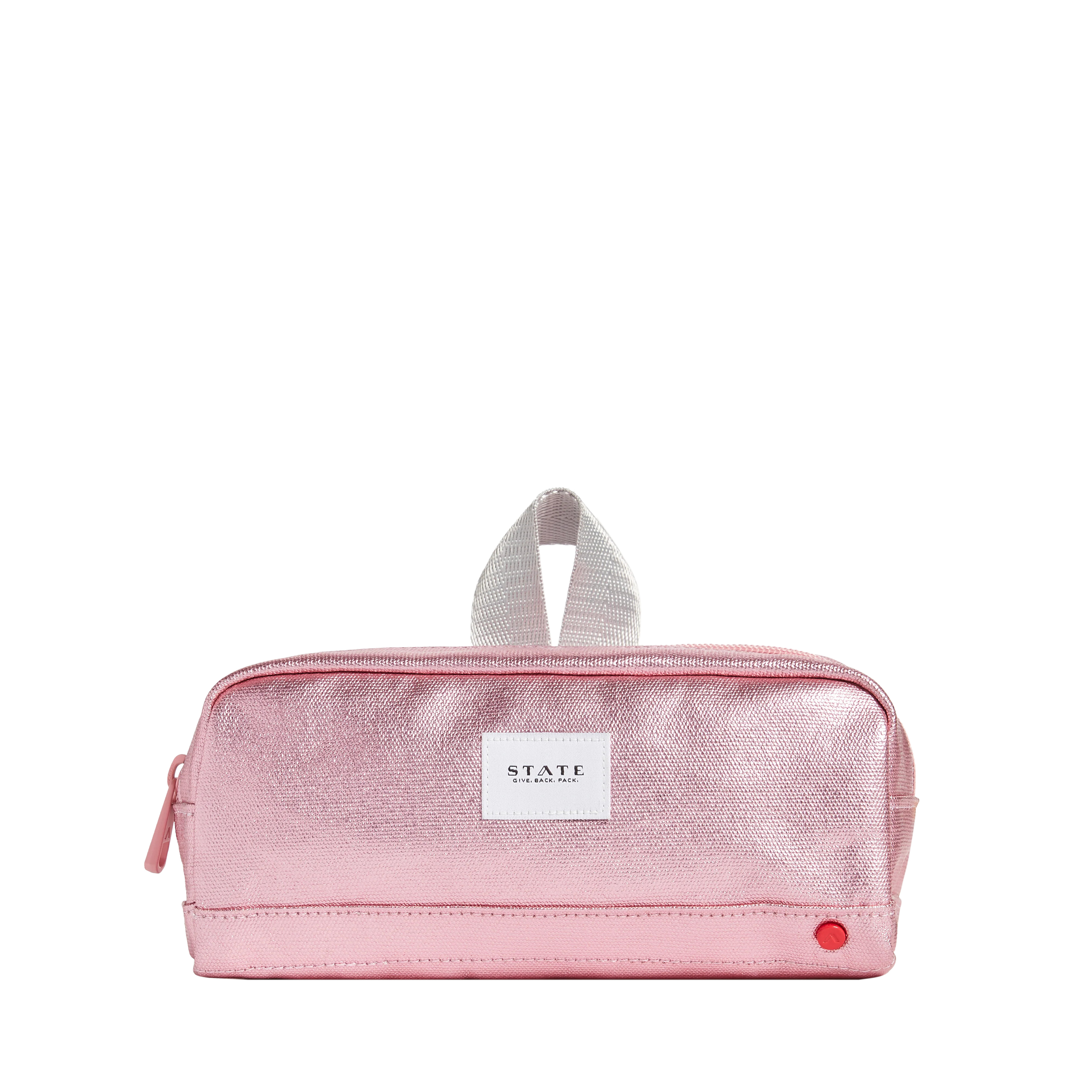 STATE Bags | Clinton Pencil Case Metallic Pink/Silver | STATE Bags