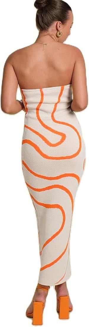 SOLILOQUY Women’s Knit Bodycon Tube Maxi Dress Cutout Strapless Backless Slim Long Dress Summer... | Amazon (US)