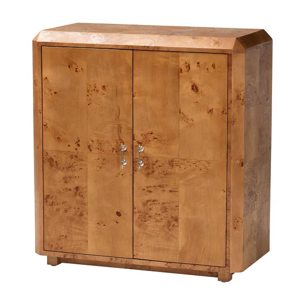 Valora Modern and Contemporary Natural Mappa Burl Wood 2-Door Console Cabinet | Bed Bath & Beyond