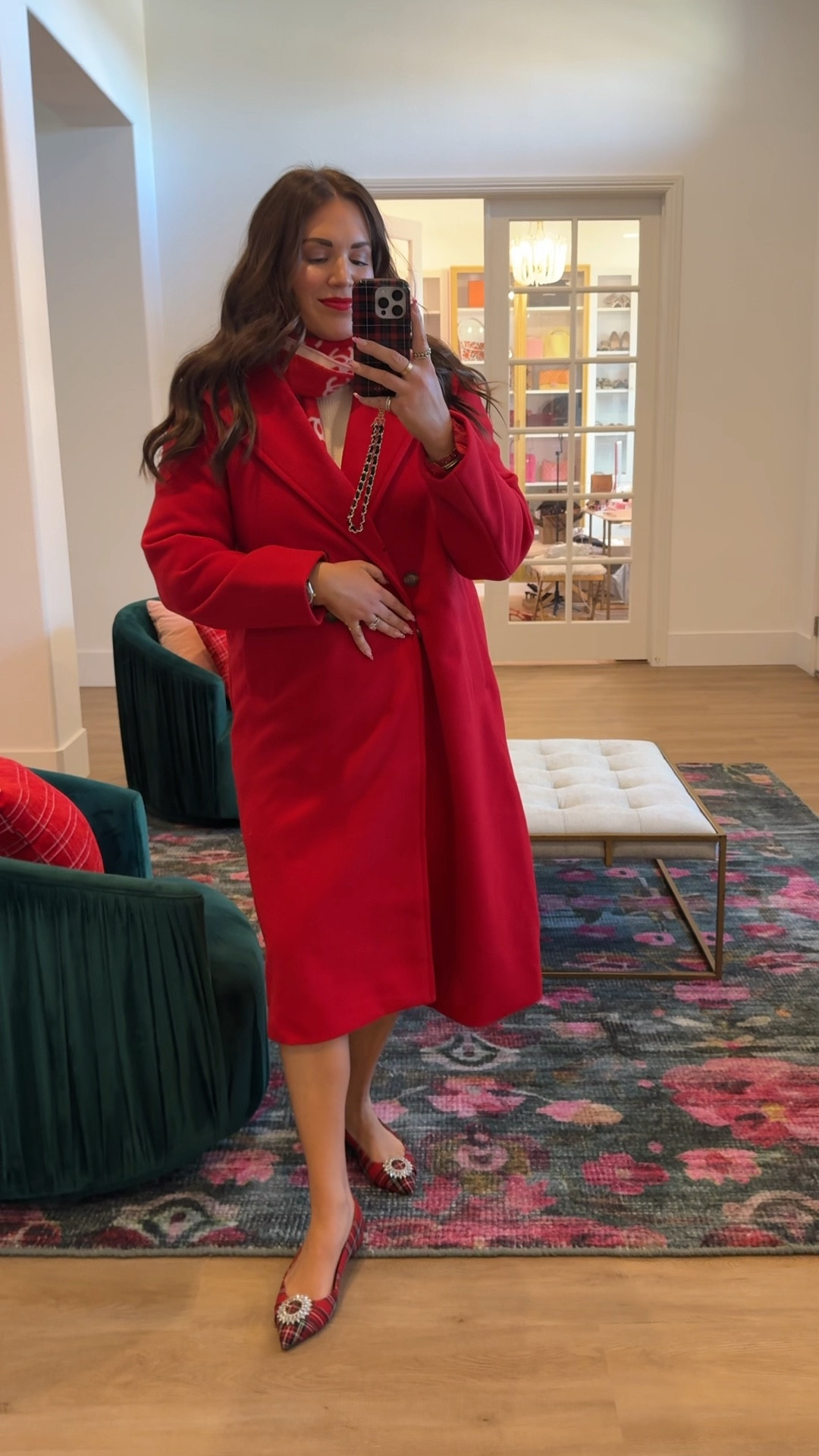 curvy midsize festive fit! day 12! wearing size xl in sweater for an oversized fit and size xl in red sequin skirt (runs small). scarf is Chanel! 

#LTKSeasonal #LTKHoliday #LTKMidsize