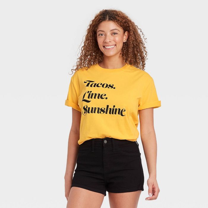 Women's Tacos Lime Sunshine Short Sleeve Graphic T-Shirt - Yellow | Target