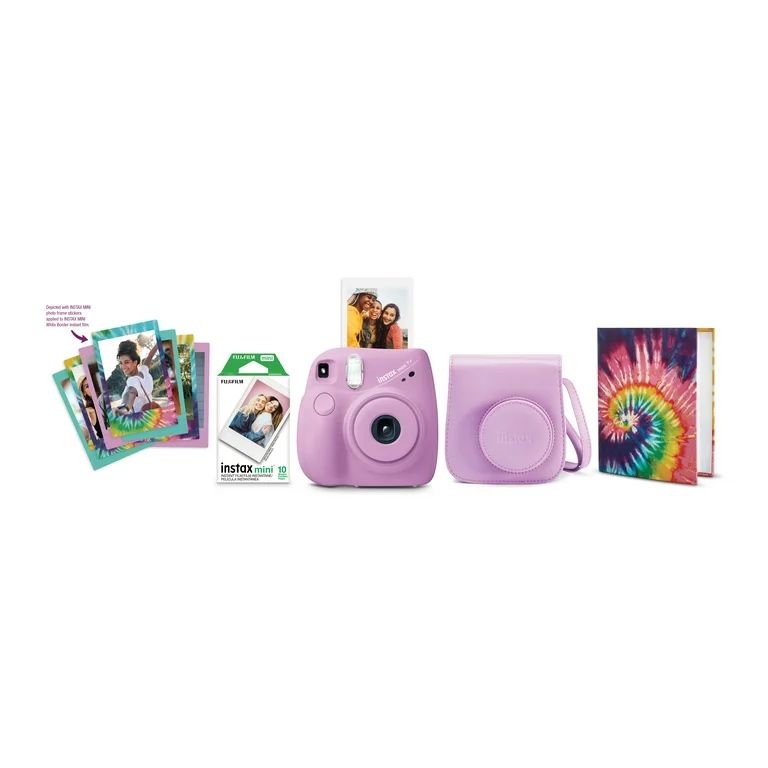 Fujifilm INSTAX Mini 7+ Bundle (10-Pack film, Album, Camera Case, Stickers), Lavender, Brand New ... | Walmart (US)
