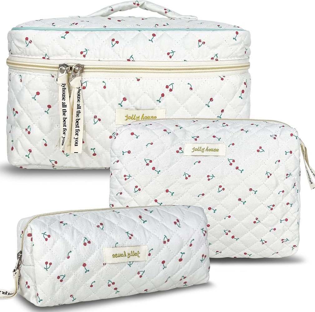 TOPALL Makeup Bag,Cosmetic Bag,Floral Cotton Quilted Makeup Bag,Classic Toiletry Bag,Cosmetic Pou... | Amazon (CA)