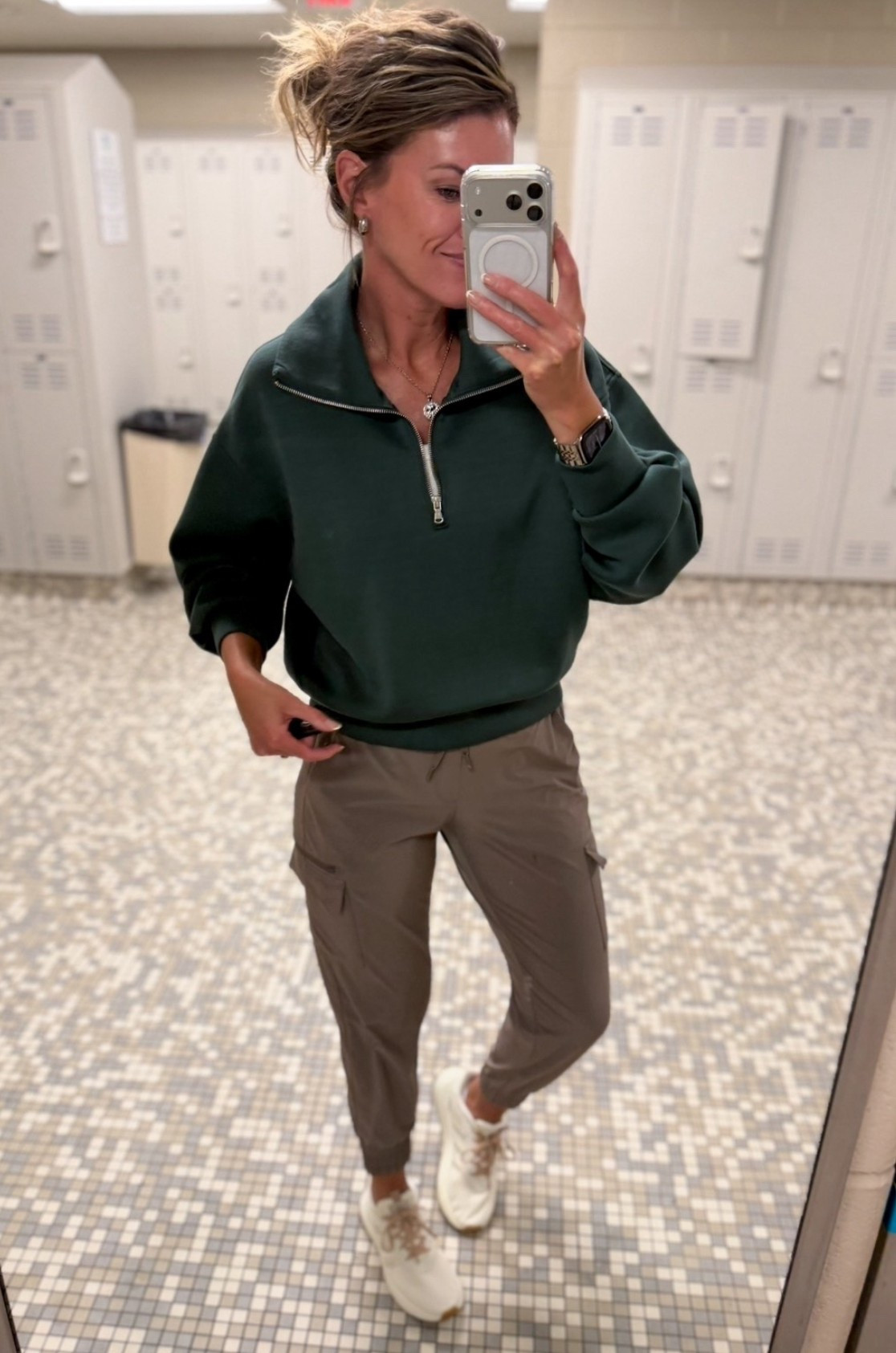If you haven’t tried the bounce fleece items from Old Navy you are missing out. The BEST material. Pullover Currently 50% off. 
Joggers from last season. This color no longer available but linked them below. 
Pullover/ small
Joggers/ medium 

#LTKActive #LTKSaleAlert #LTKOver40