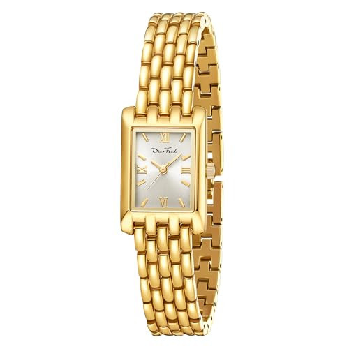 Diaofendi Women's Vintage Gold Quartz Watch,Elegant Small Timepiece with Stainless Steel Band and Luxury Bracelet; Includes Adjustment Tools (Gold-White Surface) | Amazon (US)