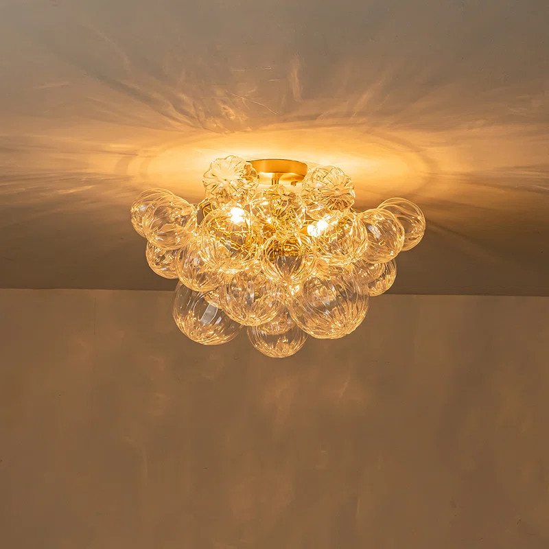 Wynetta 3 - Light Textured Glass Bubble Semi Flush Mount | Wayfair North America