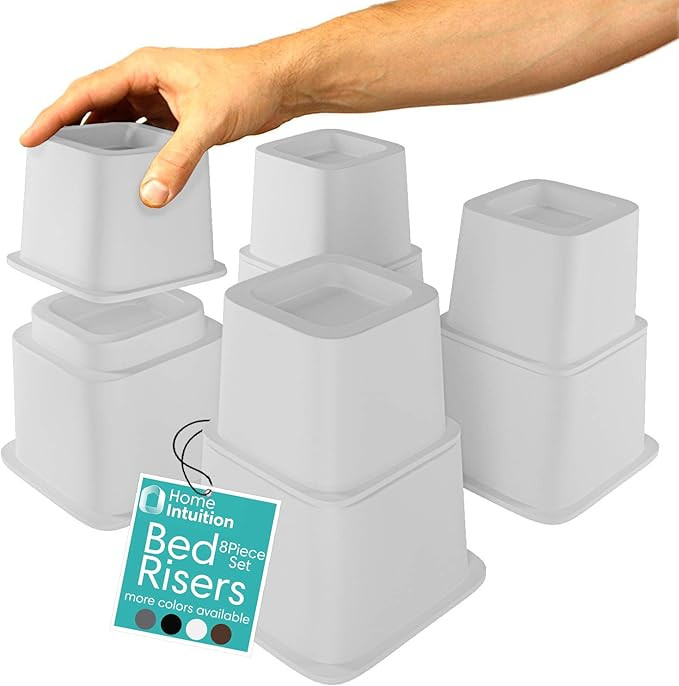 Home Intuition Heavy Duty Adjustable Bed Risers Furniture Riser 3, 5 or 8-Inch, 4 Pack, 8-Piece S... | Amazon (US)