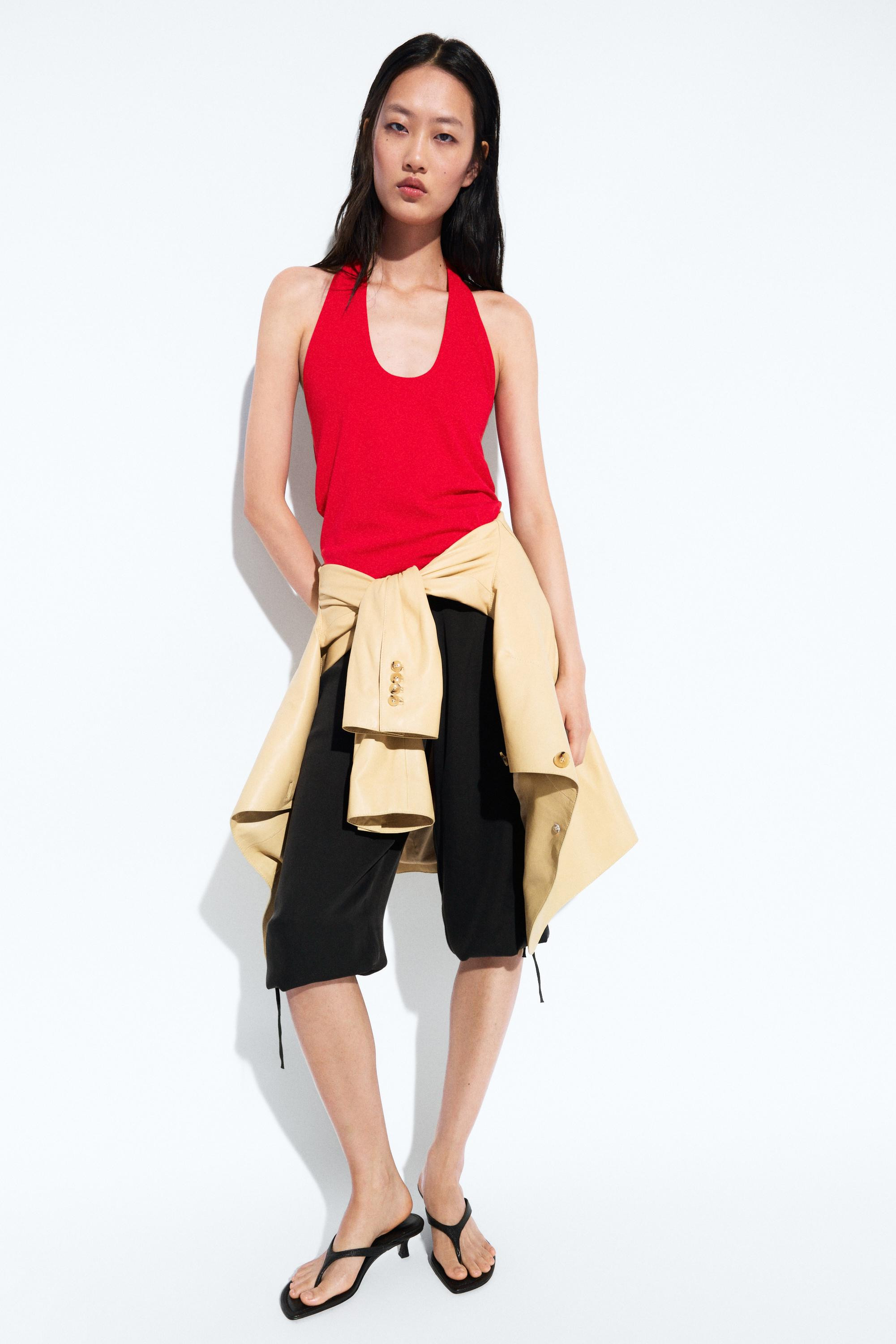 Cotton modal blend halter top | Massimo Dutti UK