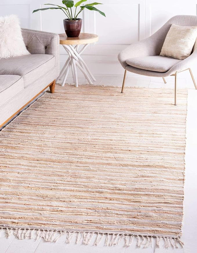 Unique Loom Chindi Cotton Collection Hand Woven Natural Fibers Area Rug_CCH002, 9 x 12 Feet, Beig... | Amazon (US)