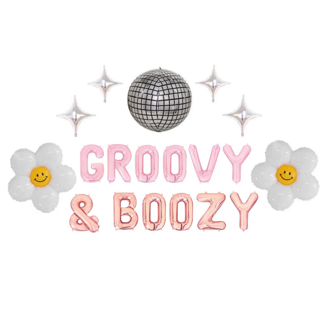 Groovy & Boozy Balloon Banner Dazed and Engaged Bachelorette - Etsy | Etsy (US)