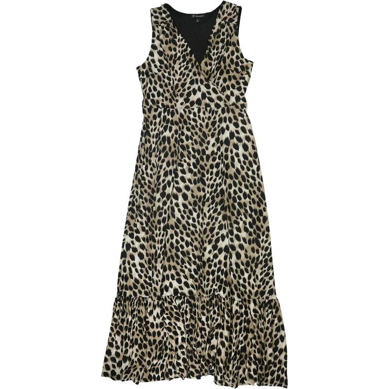 I-N-C Womens Leopard Print Maxi Dress, Brown, X-Small | Walmart (US)