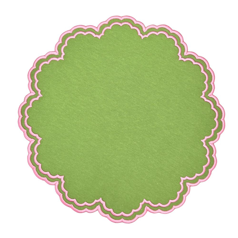 Bettina Placemat in Green & Pink, Set of 4 | Over The Moon
