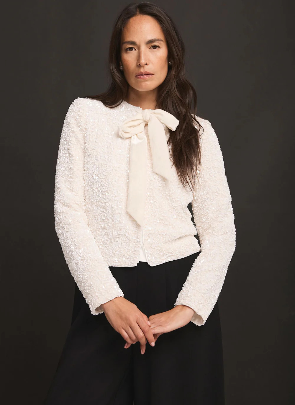 White Sequin Bow Detail Jacket | Mint Velvet
