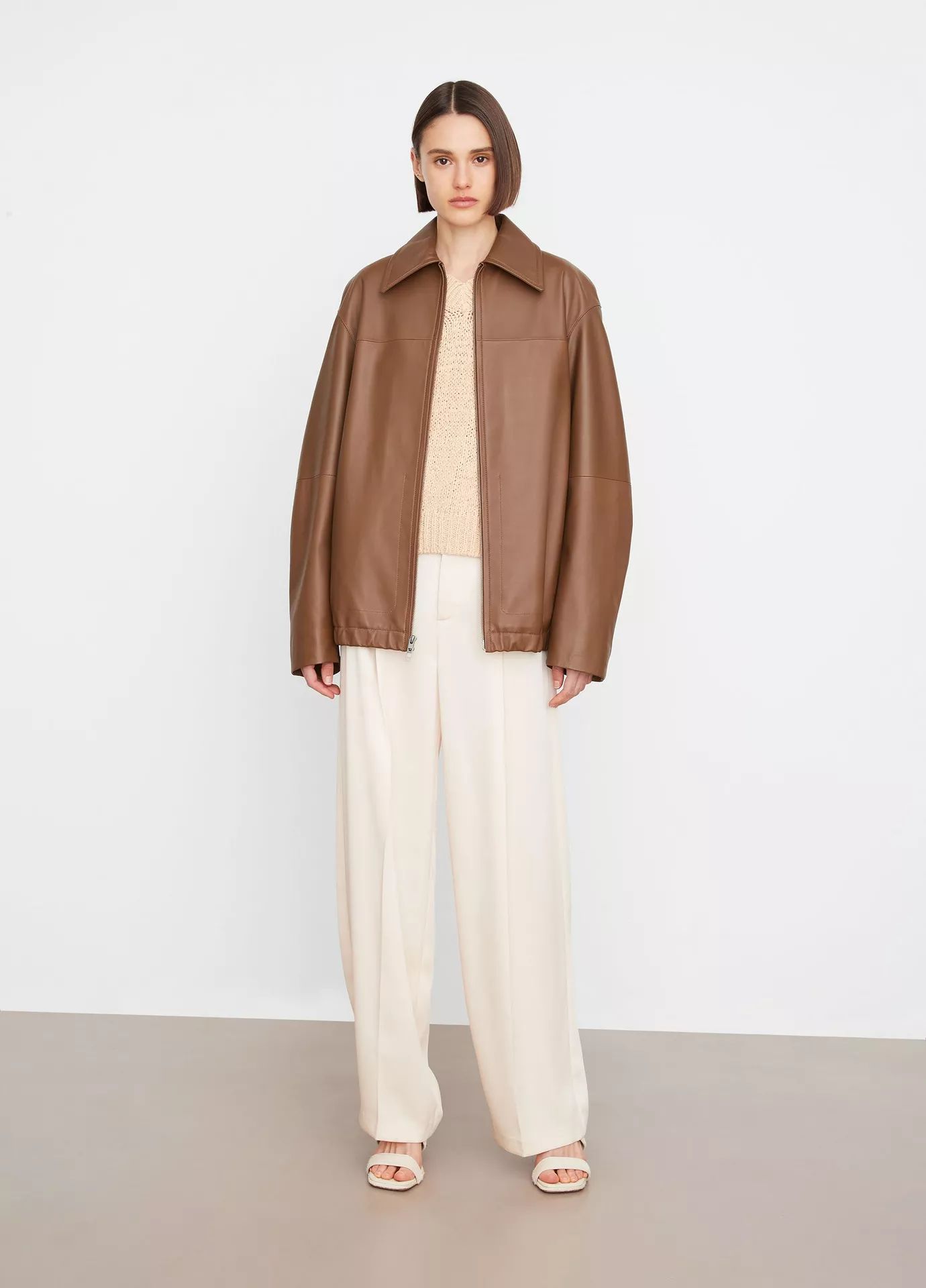 Oversized Leather Bomber Jacket | Vince LLC