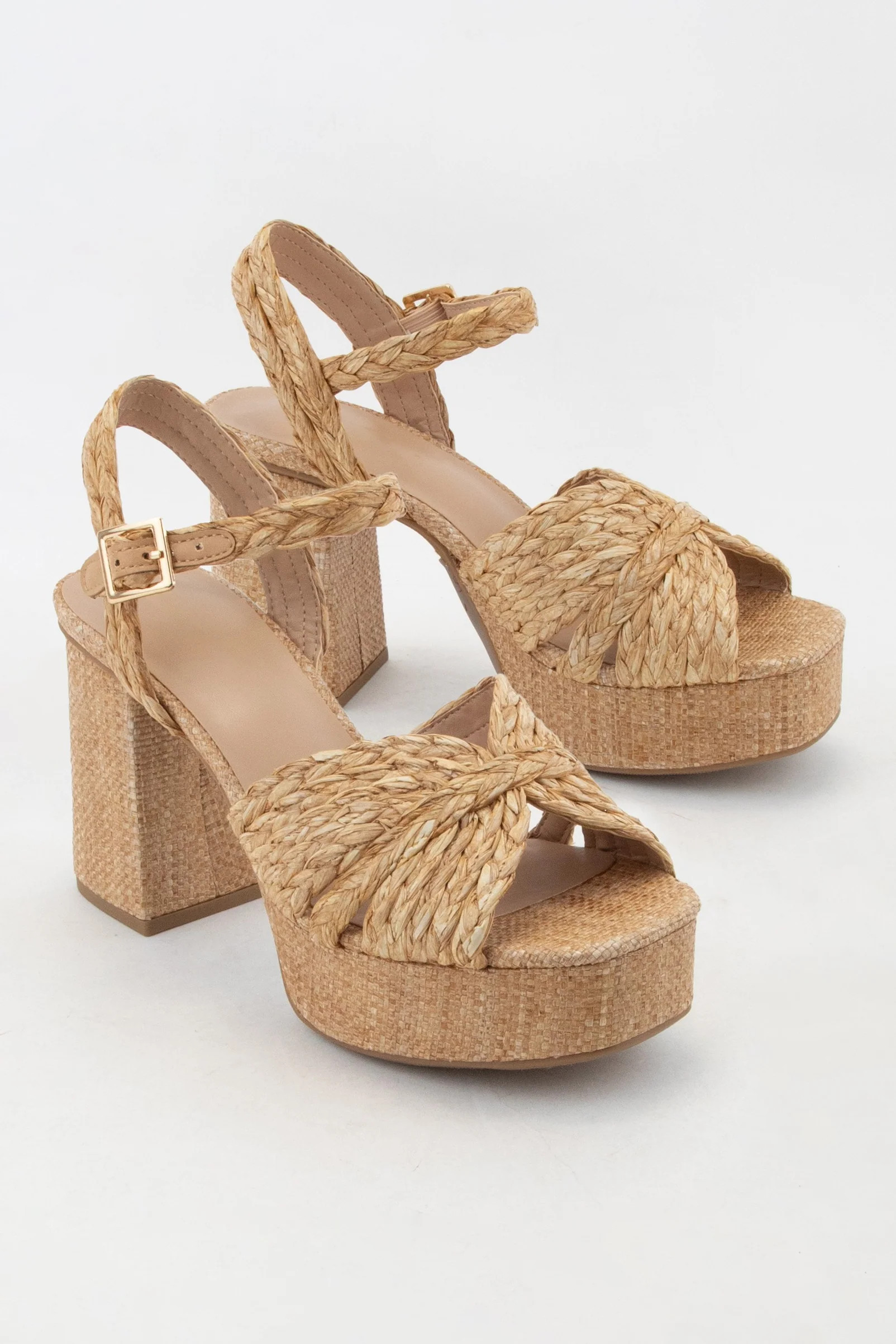 Teacup Raffia Woven Open Toe Platform Sandal Natural | Dress & Dwell