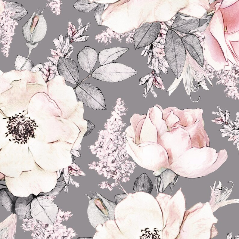 Dusty Rose Wallpaper Vintage Floral Nursery Wallpaper | Etsy | Etsy (US)