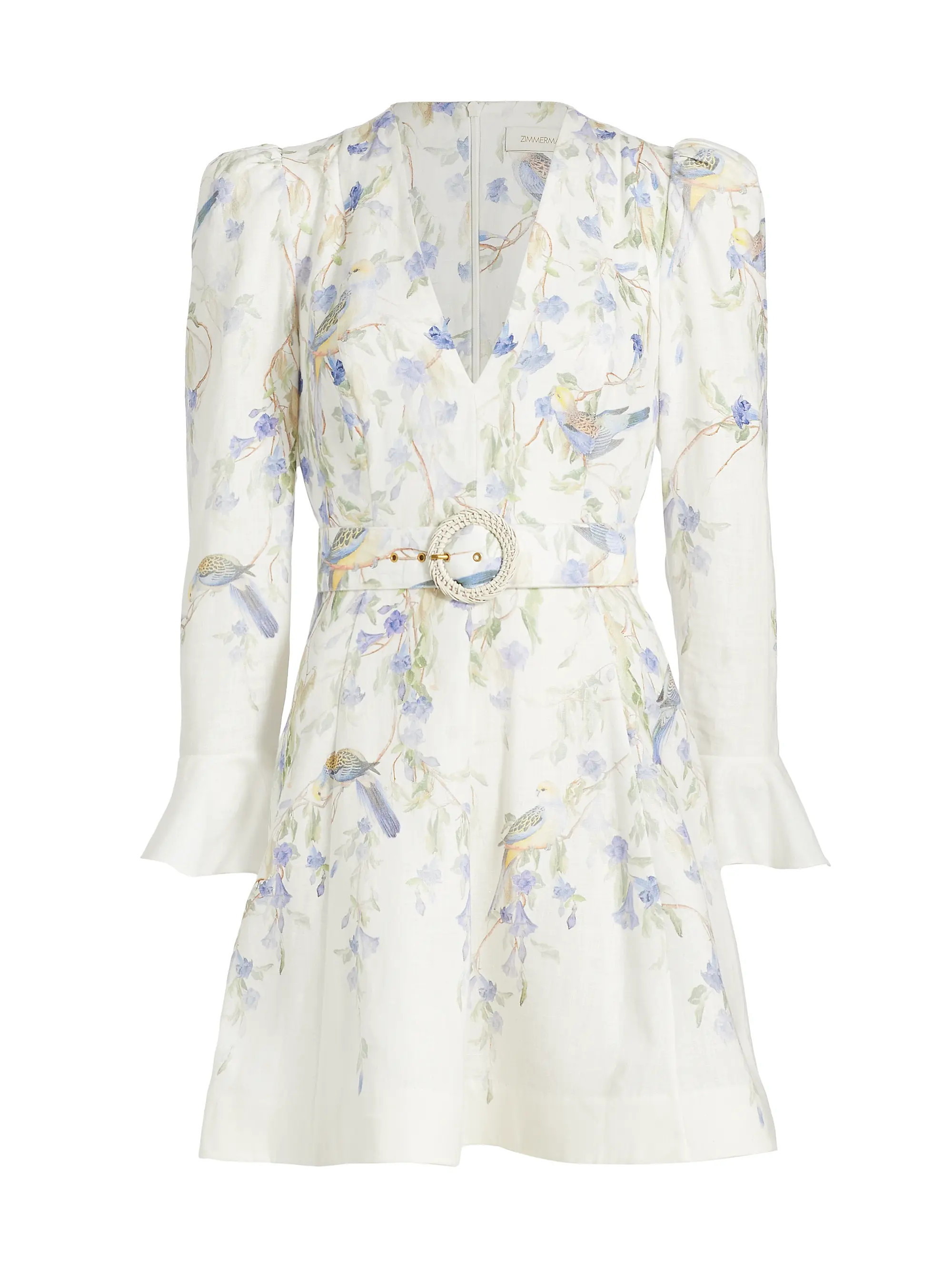 Natura Linen Floral Belted Minidress | Saks Fifth Avenue