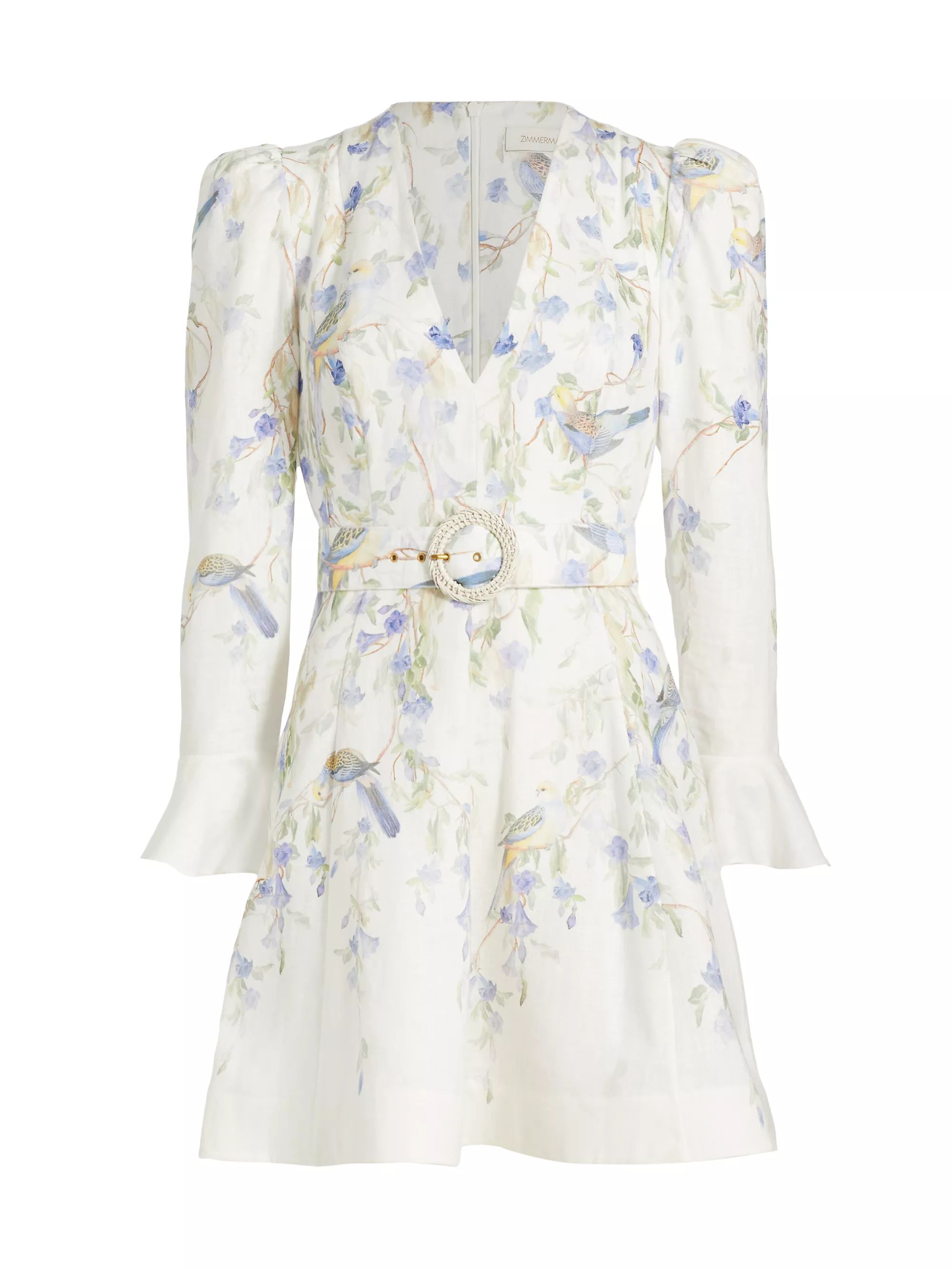 Natura Linen Floral Belted Minidress | Saks Fifth Avenue