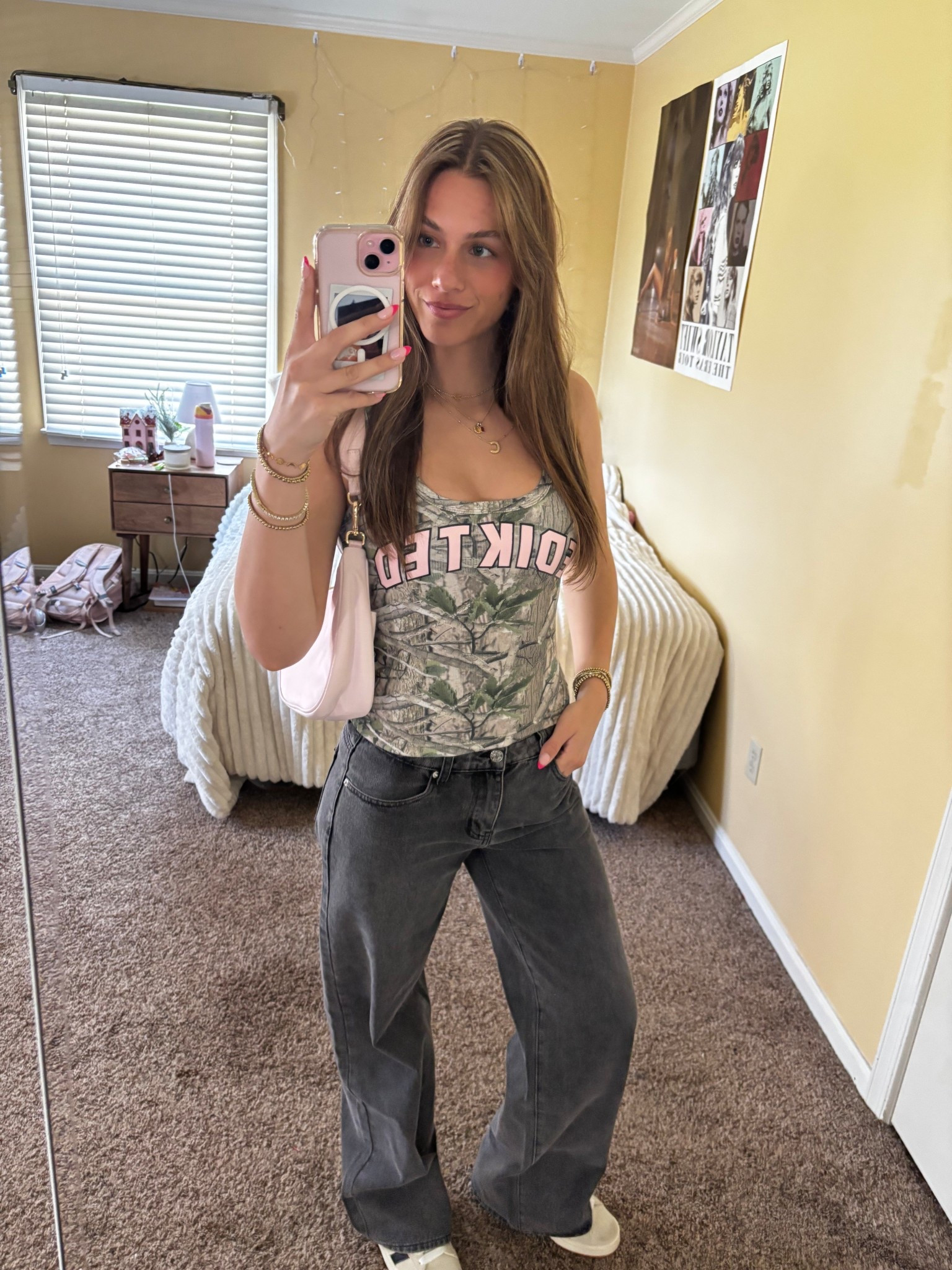 Cute spring outfit idea, camo tank top and black denim jeans 🌸⭐️

#springoutfits2026

#LTKTall #LTKSeasonal #LTKootd