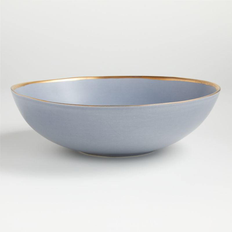 Addison Grey Gold Rim Serving Bowl + Reviews | Crate and Barrel | Crate & Barrel