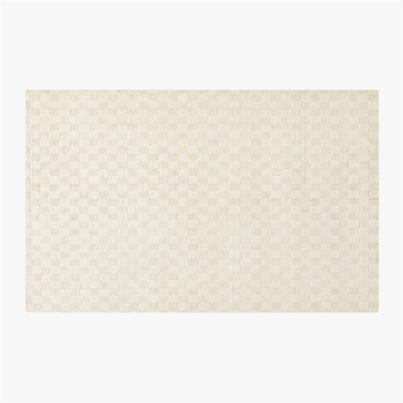 Stassi Warm White Check New Zealand Wool and Jute Area Rug 5'x8' | CB2 | CB2