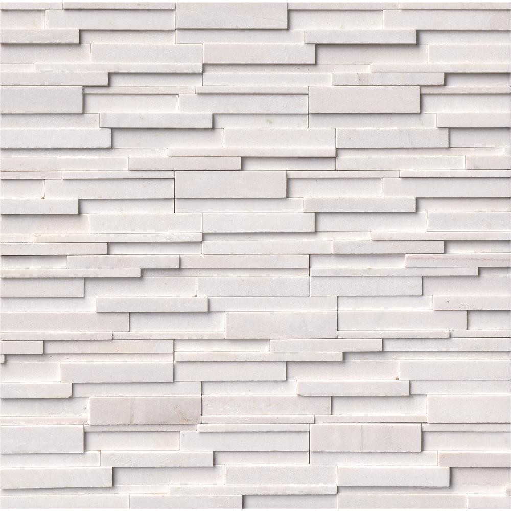 White Oak 3D Ledger Panel 6 in. x 24 in. Honed Marble Wall Tile (10 cases / 60 sq. ft. / pallet) | The Home Depot
