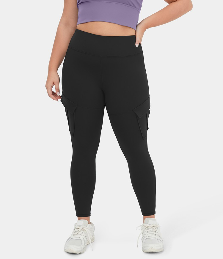 High Waisted Cargo Pocket Skinny Yoga Plus Size 7/8 Leggings | HALARA