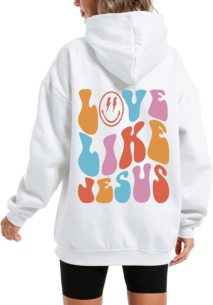 Wrenpies Christian Love Like Jesus Aesthetic Hoodies Oversized Graphic Preppy Sweatshirts for Wom... | Amazon (US)