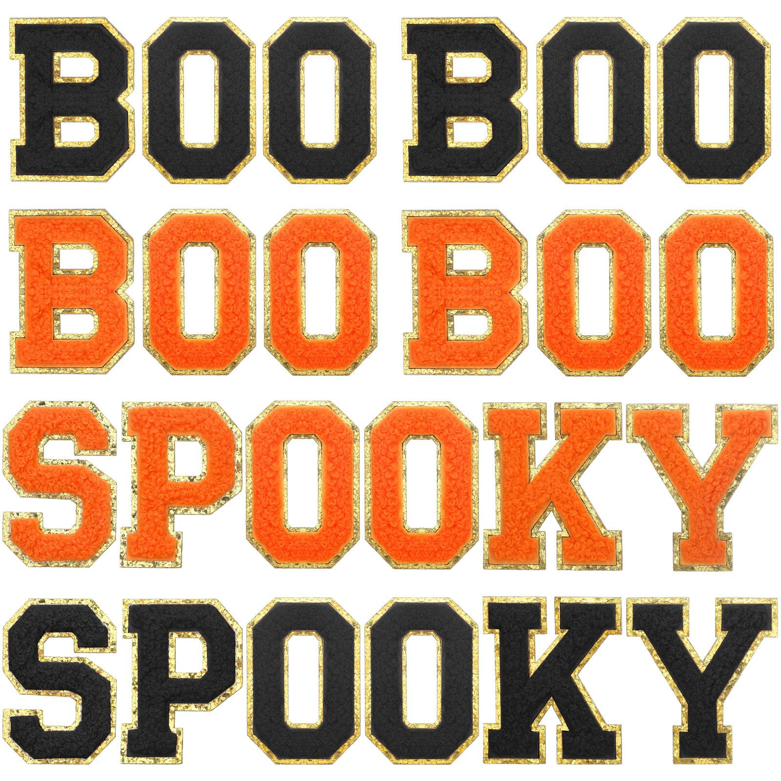 24 Pcs Halloween Boo Spooky Iron on Patches Self Adhesive Sew on Boo Spooky Chenille Letter Patch... | Amazon (US)