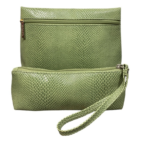 CLINIQUE Faux Snakeskin Cosmetic Bag Set (2) in New Spring Green | Poshmark