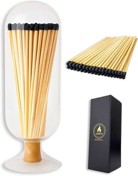 INCLUDES BLACK TIP MATCHES | EXTRA TALL 11" Decorative Glass Matches Cloche | Bottle Jar Fireplac... | Amazon (US)
