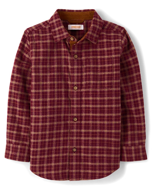 Boys Plaid Flannel Button Up Shirt - The Harvest Edit - Burgundy | Gymboree
