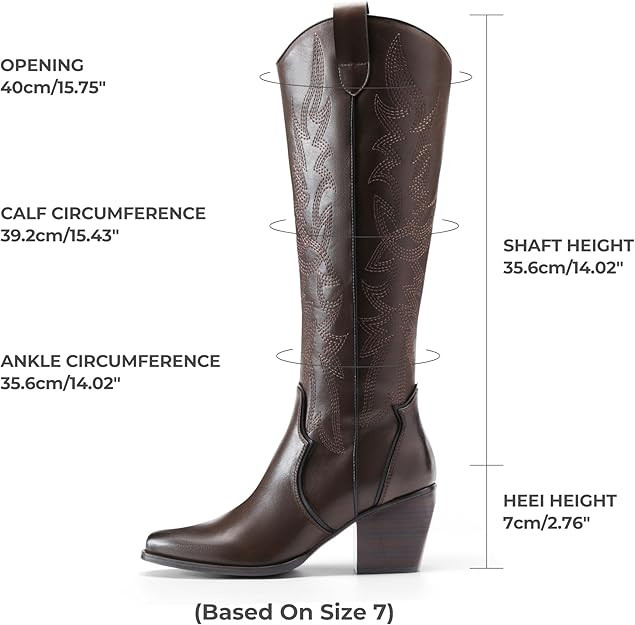 DREAM PAIRS Womens Cowboy Boots Wide Calf Comfortable Pull On Zipper Chunky Heel Pointed Toe Embr... | Amazon (US)