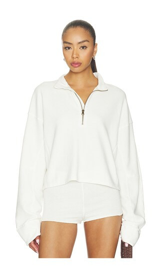 Free People X We The Free Celeste Quarter Zip in Ivory. - size XL | Revolve Clothing (Global)