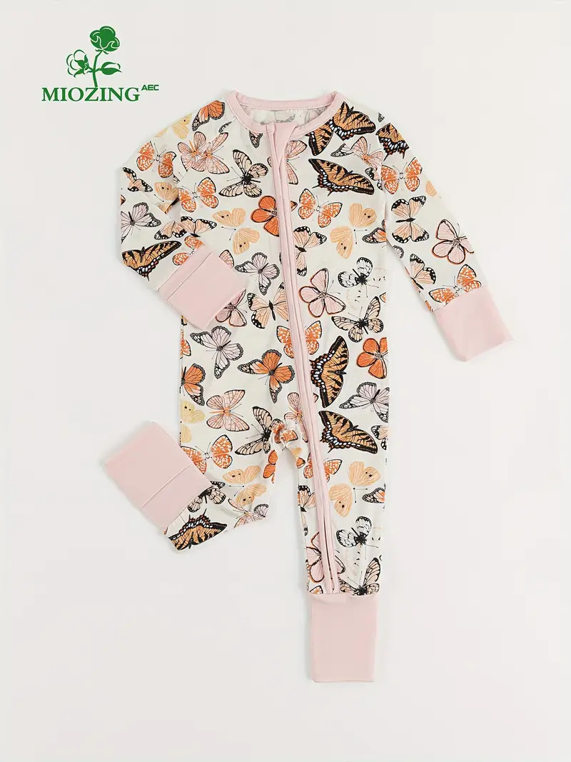 Cute & Comfy: Toddler Baby Bamboo Fabric Cartoon Print Long Sleeve Trousers Zipper Bodysuit For B... | Temu Affiliate Program