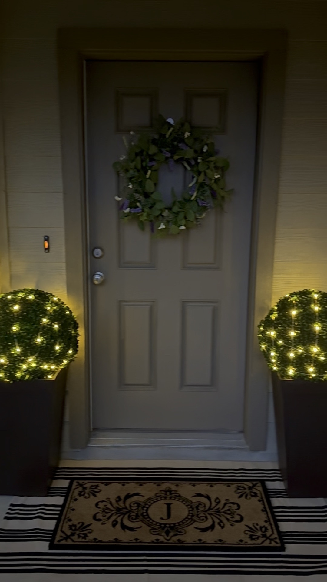 Front Porch 🪻. 
Door Wreath and Initial Door mat are from Kirklands. 

#LTKSeasonal #LTKSummerSales #LTKHome