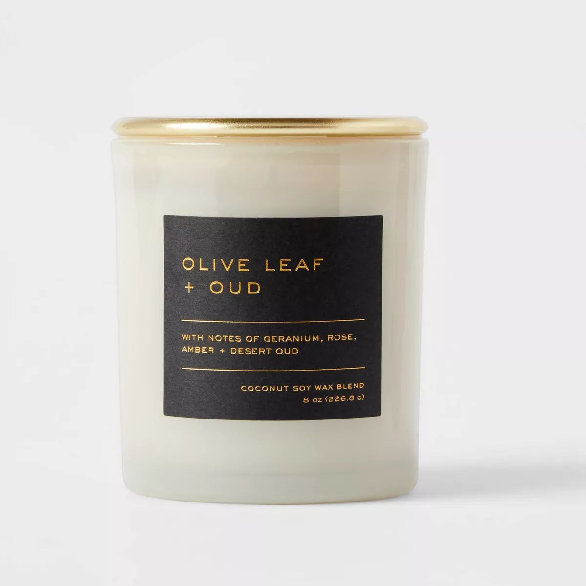 8oz Lidded Glass Jar Black Label Olive Leaf and Oud Candle - Threshold™ | Target
