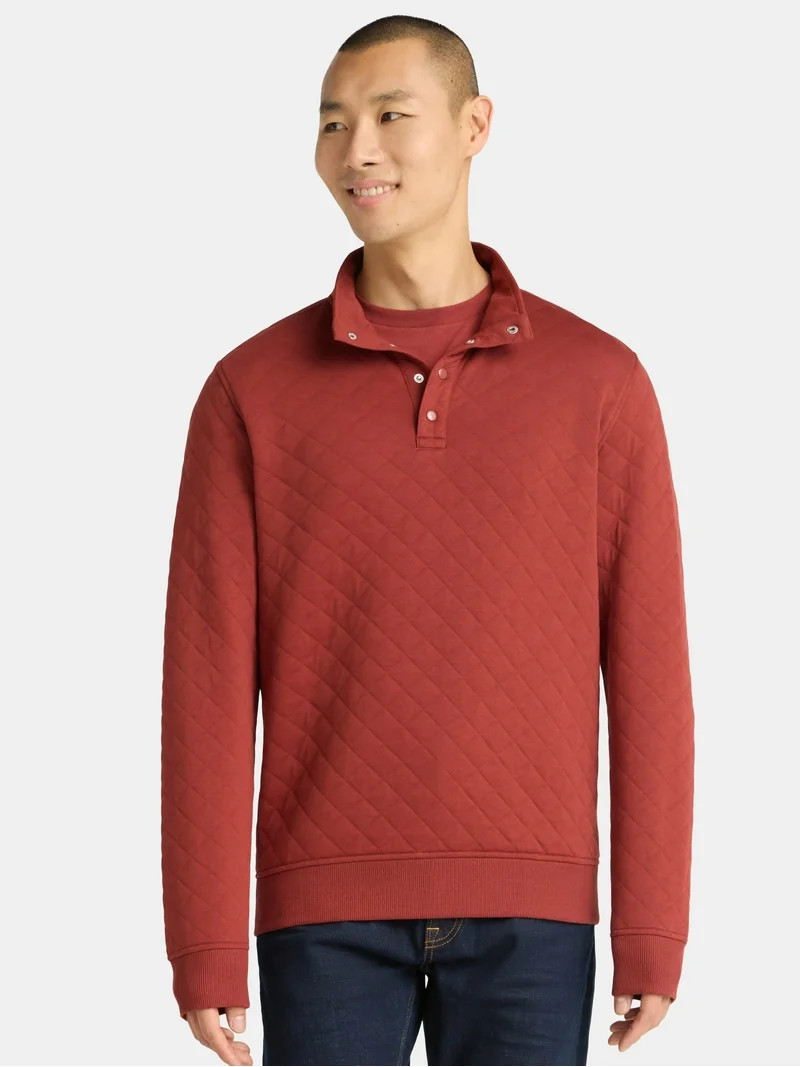 George Men's and Big Men's Quilted Snap Pullover Jacket, Sizes S-3XL | Walmart (US)