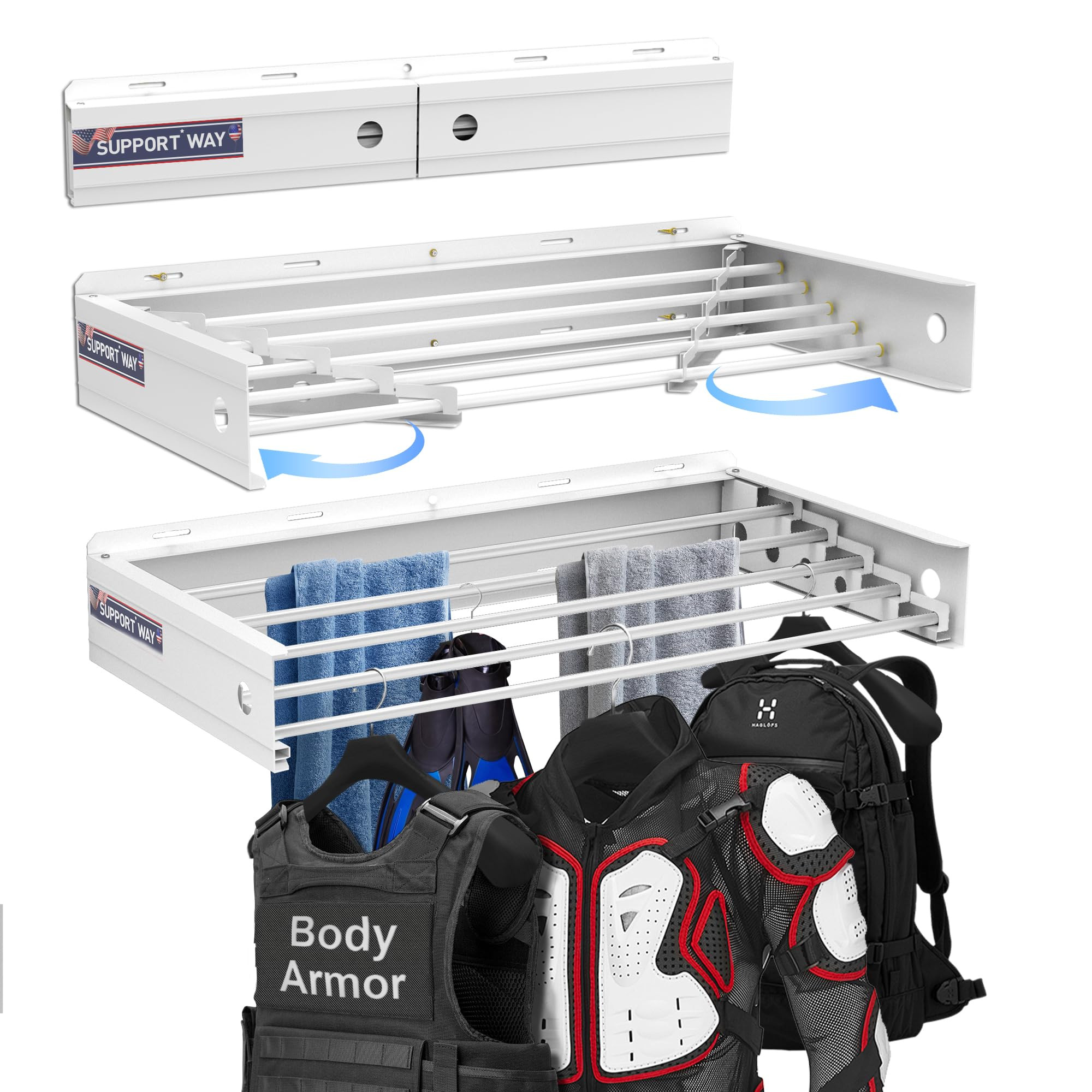 Foldable Wall Mounted Drying Rack, 30'' Wide Aviation Aluminum Laundry Drying Rack Collapsible wi... | Amazon (US)