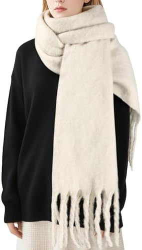 Premillow Women's Mohair Winter Scarf Pure Color, Warm Winter Scarf for Women and Men, Soft Luxur... | Amazon (US)