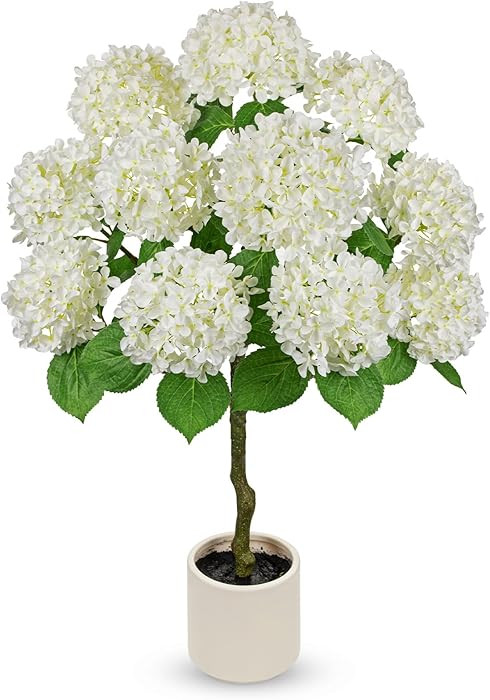 Hollyone Artificial Hydrangea Tree 3FT White Hydrangea Artificial Flowers Tree in Pot Fake Hydran... | Amazon (US)