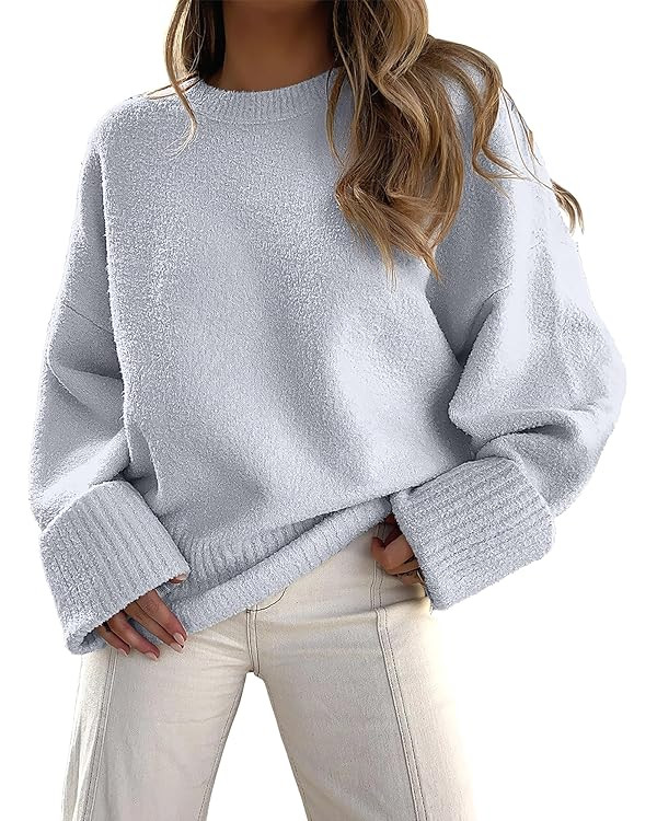 ANRABESS Women's Oversized Sweaters 2025 Long Sleeve Fuzzy Knit Casual Chunky Pullover Sweater Fa... | Amazon (US)