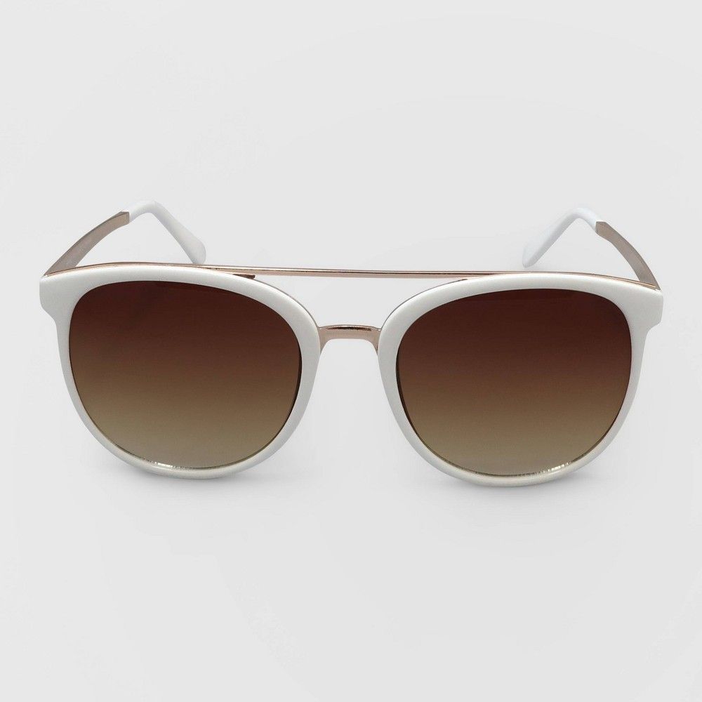 Women's Round Metal Plastic Sunglasses - A New Day White, Women's, Size: Small, Grey/White | Target