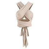 ZAFUL Ribbed Halter Crop Top Ruched Lace-up Cropped Cami Bandana Top Stitching Cropped Tank Top Beige | Amazon (US)