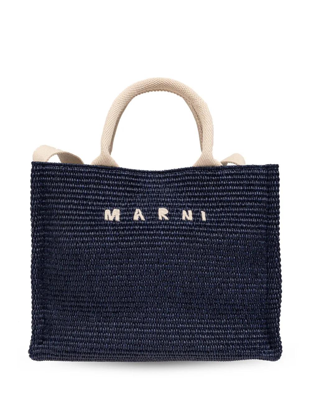 Marni logo-embroidered Raffia Tote Bag | Blue | FARFETCH | Farfetch Global
