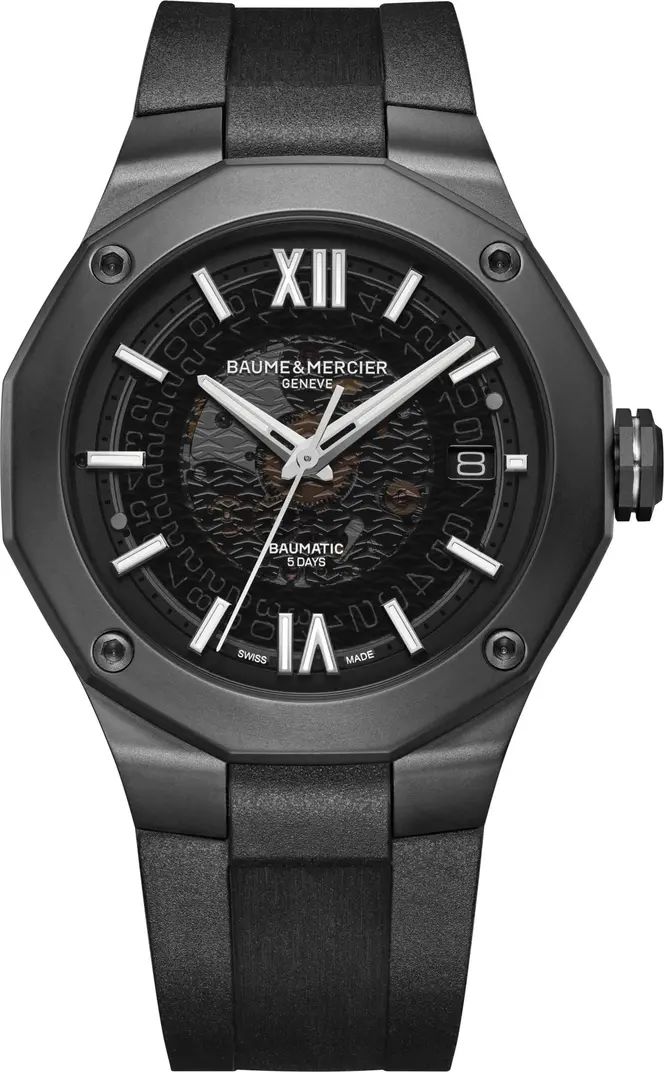 Riviera 10617 Automatic Rubber Strap Watch, 42mm | Nordstrom